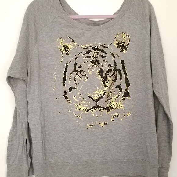 not sure Tops - Women Top Tiger Gold Gray Shirt
